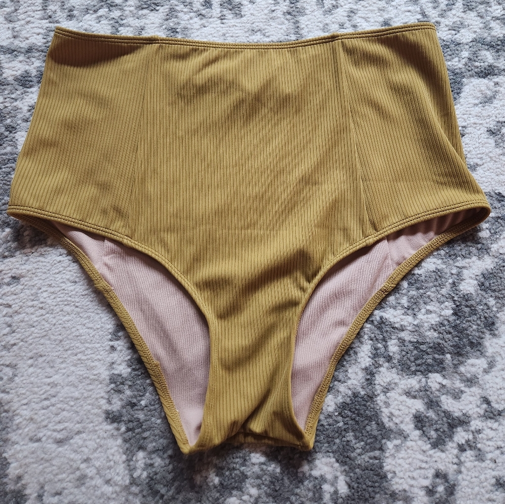 Kortni Jeane Mustard High-Waisted Bikini Bottom